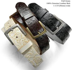 img 2 attached to 🌸 Engraved Western Floral Tooled Leather Women's Accessories