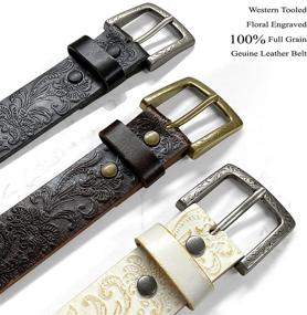 img 3 attached to 🌸 Engraved Western Floral Tooled Leather Women's Accessories