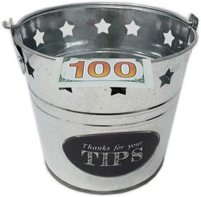 img 3 attached to 🍹 Metal Tip Bucket with Star Design - Ideal for Bars, Clubs, Musicians, Bands, Street Performers, Bartenders - 6" Diameter x 5.5" Height