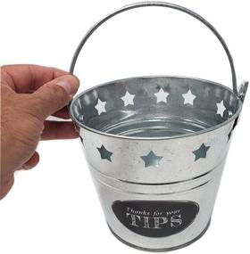 img 2 attached to 🍹 Metal Tip Bucket with Star Design - Ideal for Bars, Clubs, Musicians, Bands, Street Performers, Bartenders - 6" Diameter x 5.5" Height