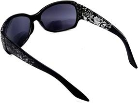 img 1 attached to 🕶️ Stylish and Chic Bifocal Reading Sunglasses for Women: Oversized XL Rhinestones Purple Floral Transparent Sun Readers in Various Strengths (1.5, 2.0, 2.5, 3.0)