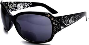 img 2 attached to 🕶️ Stylish and Chic Bifocal Reading Sunglasses for Women: Oversized XL Rhinestones Purple Floral Transparent Sun Readers in Various Strengths (1.5, 2.0, 2.5, 3.0)