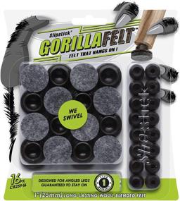 img 4 attached to 🦍 GorillaFelt Swivel Glide Felt Sliders for Chairs - 16 Pack, 1 Inch Round Felt Glides, CB259-16: Floor Protectors for Angled Furniture Legs