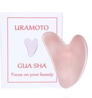 инструмент для gua sha: uramoto 100% натуральный нефритовый камень для спа-акупунктурной терапии, лечения точечных триггеров - косметический массажный инструмент (розовый) логотип