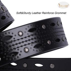 img 3 attached to Hollow Leather Grommet Studded JASGOOD Women's Accessories for Belts