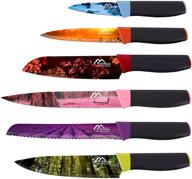 🔪 numola colorful stainless steel chef knife set with ergonomic handle, 6 piece colored cooking knives featuring landscape coating surface - perfect christmas gifts in a gift box logo