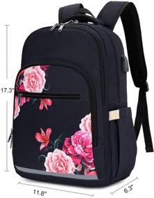 img 3 attached to 🌺 Black Floral Laptop Backpack for Women: 15.6 Inch Travel College Bookbag with USB Port - Ideal School Bag