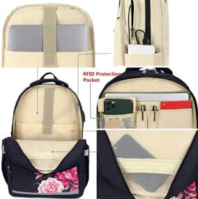 img 2 attached to 🌺 Black Floral Laptop Backpack for Women: 15.6 Inch Travel College Bookbag with USB Port - Ideal School Bag