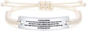 img 4 attached to 🎁 MEALGUET Inspirational Love Messages Engraved Macrame Braided Bracelet for Daughter - Always Remember You are Braver. Gift Idea from Mom and Dad for Birthday or Graduation