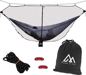 img 4 attached to 🪲 Peak & Co. Hammock Bug & Mosquito Net - 12' with Water Resistant Bag & Guyline Adjusters. Fits All Single/Double Camping Hammocks. Compact. Lightweight. Fast/Easy Setup. Dual Sides Zippers. Protect Yourself from Bugs and Mosquitoes during Outdoor Adventures!