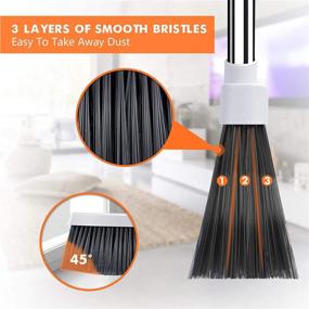 img 1 attached to 🧹 AONE Broom and Dustpan Set - Long Handle Combo for Office and Home, Upright Stand Up Broom and Dustpan for Kitchen, Outdoor, Hardwood Floor Sweeping - Enhance your Cleaning Experience!