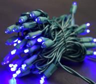 🎄 christmas wonderland: 50 mini led blue string lights- ul certified, 17ft green wire, outdoor party decorations логотип