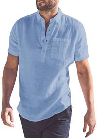 img 4 attached to 👕 Fashionable and Breathable Cotton Sleeve Shirts for Men's Summer Casual Wardrobe