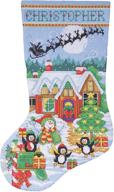 🐧 tobin dw5972 14 count penguin party stocking counted cross stitch kit: create a festive 17-inch long christmas stocking! logo