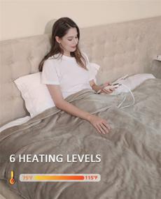 img 2 attached to Heated Electric Queen Blanket with Double-Layer Flannel, 6 Heating Levels, 9-Hour Auto-Off, Fast Heat & ETL Certification, Suitable for Home Bedroom Use & Machine Washable, 84''x90''