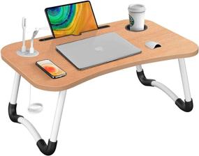 img 4 attached to HLHome Laptop Bed Desk - Portable and Foldable Laptop Tray Table with 🛏️ USB Charging Port and Cup Holder - Perfect for Bed, Couch, Sofa, Working, and Reading