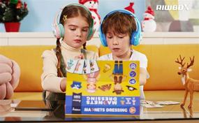 img 3 attached to 🎧 Riwbox RB-7S Rabbit Kids Headphones: Wireless LED Light Up Bluetooth Over Ear Headset with Mic and TF-Card - Volume Limited Safe for Girls and Boys (Blue & Green)
