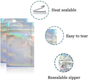 img 3 attached to 🌈 200 Clear Airtight Mylar Zipper Lock Bags - Rainbow Color Foil Smell Proof Pouch for Food Storage, Samples, and More - 2.3x3.9 inch Inner Size