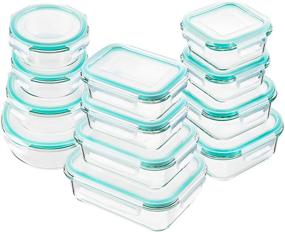 img 4 attached to 🔵 Bayco Glass Food Storage Containers with Lids, [24 Piece] Glass Meal Prep Containers, Airtight Glass Bento Boxes, BPA Free & Leak Proof (12 lids & 12 Containers) - Blue