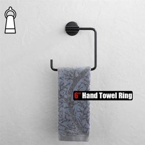 img 2 attached to Stylish JQK Black Towel Ring: Square Stainless Steel Holder, 6 Inch Matte Black Wall Mount for Bathroom - TR140-PB