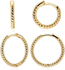 img 4 attached to 💫 Small Twisted Hoop Earrings in 18K Gold Vermeil for Enhanced SEO