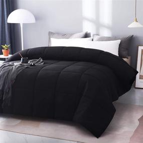 img 3 attached to All Season Queen Down Alternative Quilted Comforter by EDUJIN - Soft Bed Comforter with Corner Tabs - Machine Washable - Duvet Insert or Stand-Alone Comforter - Black (88x92 Inch)