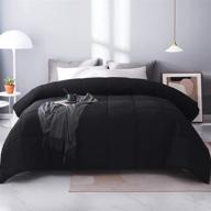 all season queen down alternative quilted comforter by edujin - soft bed comforter with corner tabs - machine washable - duvet insert or stand-alone comforter - black (88x92 inch) logo