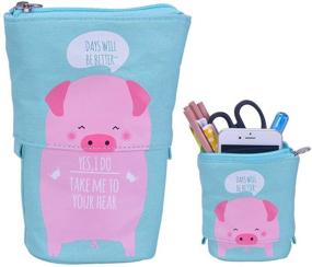 img 4 attached to 🐷 Transform Your Desk with the Stand Up Pencil Holder Telescopic Pencil Case and Organizer - Cute Cartoon Pig Design!