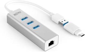 img 4 attached to 🔌 WEme Адаптер Gigabit Ethernet 2 в 1 с USB C конвертером и USB 3.0 хабом, совместимый с Thunderbolt 3, Алюминиевый RJ45 сетевой адаптер для ПК, Mac, Linux, MacBook Air, Windows Surface Pro