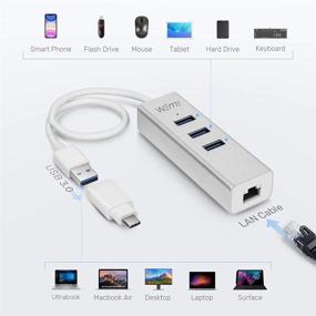 img 2 attached to 🔌 WEme Адаптер Gigabit Ethernet 2 в 1 с USB C конвертером и USB 3.0 хабом, совместимый с Thunderbolt 3, Алюминиевый RJ45 сетевой адаптер для ПК, Mac, Linux, MacBook Air, Windows Surface Pro