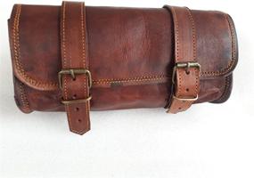 img 3 attached to 🏍️ 10" Vintage Motorcycle Genuine Goat Leather Tool Brown Bag with 2 Strap Buckle Closure, Quick Release Clasp, and Reinforced Handlebar/Fork/Sissy Bar Compatibility