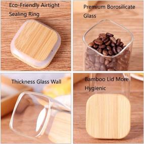 img 2 attached to 🌶️ 10 Piece Glass Spice Jars with Bamboo Lid - Square Storage Jars with Wooden Lid and Labels - Perfect for Kitchen Pantry Storage of Sugar, Salt, Coffee, Tea, and More!