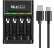 🔋 1 hour aa aaa charger - quick smart nimh aa aaa battery charger with individual charging channels (super fast charge) - [brand name: reacell] logo