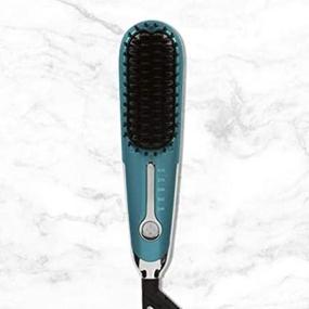 img 1 attached to Teal Side Kick Hair Straightener Hot Brush - Ideal for Short Hair & Bangs - Travel Size, Dual Voltage Support - Tourmaline Ceramic Plates - Anti-Scald Technology