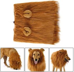 img 3 attached to Light Brown Adjustable Dog Lion Mane Wig with Ears - Comfortable and Funny Pet Costume for Halloween and Christmas Party