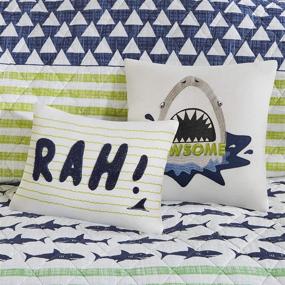 img 1 attached to Boys Quilt Set - Urban Habitat Kids Finn Bedding Sets Green Navy Shark Stripe – Twin/Twin XL - 4 Piece Boys Quilt - 100% Cotton Coverlet Set