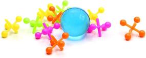 img 3 attached to Kicko Plastic Jacks Game Set - Assorted Neon Colors - 16-Pack with 10 Jacks and 1 Ball per Pack - 1 Inch Size - Classic Game for Kids, Party Favors, Fun, Toy