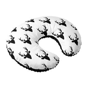 img 3 attached to 🦌 JLIKA Minky Nursing Pillow Cover: Woodland Nursery Decor for Baby Boys and Girls - Black White Deer Antlers Slipcover