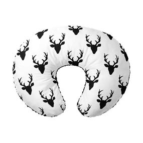 img 4 attached to 🦌🌿 JLIKA Чехол для подушки для кормления Minky: декор лесной детской комнаты для мальчиков и девочек - чехол с черно-белыми оленями и рожками.