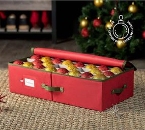 img 3 attached to 🎄 ZOBER Underbed Christmas Ornament Storage Box with Zippered Closure - Organizes and Stores up to 64 Standard 3-inch Christmas Ornaments, Including Xmas Holiday Accessories - with Dividers and Two Handles