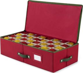 img 4 attached to 🎄 ZOBER Underbed Christmas Ornament Storage Box with Zippered Closure - Organizes and Stores up to 64 Standard 3-inch Christmas Ornaments, Including Xmas Holiday Accessories - with Dividers and Two Handles