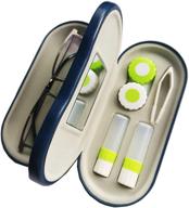 👁️ mudor 2-в-1 контейнер для контактных линз и очков: двусторонний набор для путешествий с инструментом для снятия, в комплекте пинцеты (синий) логотип