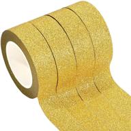 🌟 golden glitter washi tape - 4 rolls of 0.6 inch x 11 yards | crafting tape for festival decor, scrapbooking, bullet journals, planners, gift wrapping logo