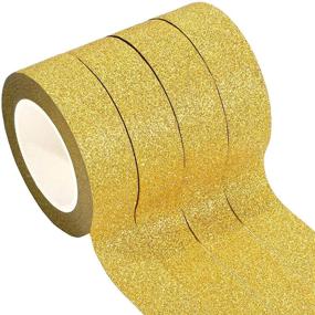 img 4 attached to 🌟 Golden Glitter Washi Tape - 4 Rolls of 0.6 Inch x 11 Yards | Crafting Tape for Festival Decor, Scrapbooking, Bullet Journals, Planners, Gift Wrapping