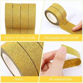 img 2 attached to 🌟 Golden Glitter Washi Tape - 4 Rolls of 0.6 Inch x 11 Yards | Crafting Tape for Festival Decor, Scrapbooking, Bullet Journals, Planners, Gift Wrapping