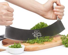 img 1 attached to 🔪 The Bold Bee's 12" Stainless Steel Mezzaluna Knife & Cover + FREE Stainless Steel Soap Odor Remover – Multipurpose Kitchen Tool for Pizza, Fruits, Vegetables, Salads, Herbs, and More