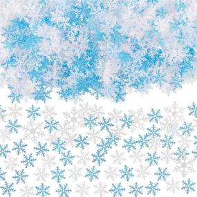 img 4 attached to ❄️ 1200Pcs Blue and White Glitter Snowflake Confetti - Winter Wonderland Decor, Snowflake Party Favors for Kids, Winter Baby Shower Decorations, Christmas Confetti Decor, Snowflake Confetti for Crafts