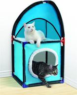 🐱 durable two-tier blue cat corner condo tower: easy-to-assemble pet parade jb7886 - fits all sizes! logo