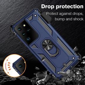 img 1 attached to 📱 Blue Samsung Galaxy S21 Ultra Case with Belt Clip - Military Grade Drop Protection Cover w/ Belt Clip Holster, Magnetic Ring Holder, and 360° Rotating Kickstand