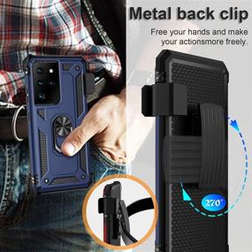 img 2 attached to 📱 Blue Samsung Galaxy S21 Ultra Case with Belt Clip - Military Grade Drop Protection Cover w/ Belt Clip Holster, Magnetic Ring Holder, and 360° Rotating Kickstand